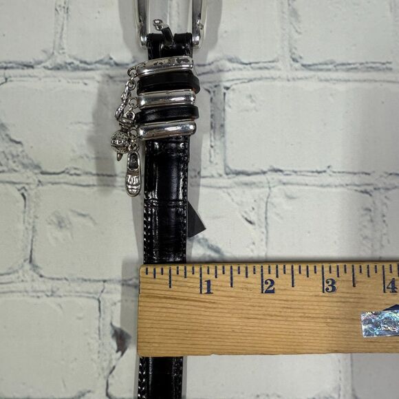 Brighton Belt Women Medium Large Black Silver Buckle Preppy Minimalist Golf - Picture 11 of 13